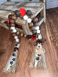 DOG PENDANT with HEARTS Beaded Garland