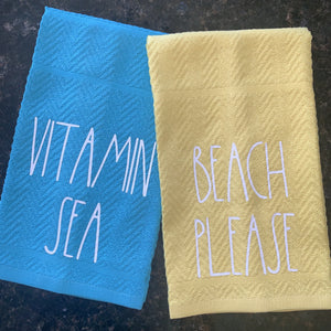 BEACH PLEASE & VITAMIN SEA Rae Dunn Inspired Dishtowel Set