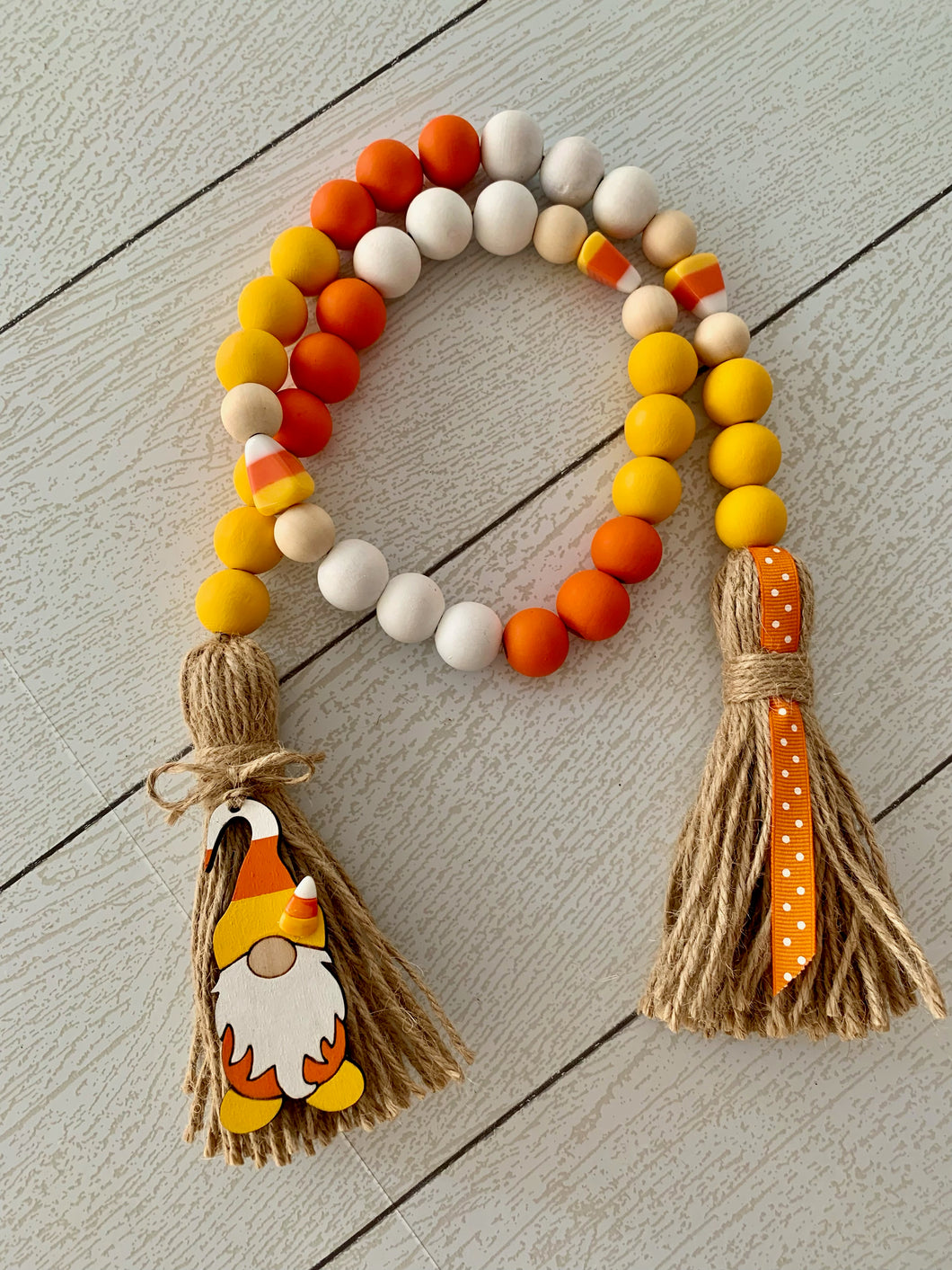 CANDY CORN GNOME Beaded Garland