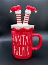 Load image into Gallery viewer, Rae Dunn SANTA&#39;S HELPER Mug with Topper
