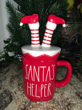 Load image into Gallery viewer, Rae Dunn SANTA&#39;S HELPER Mug with Topper
